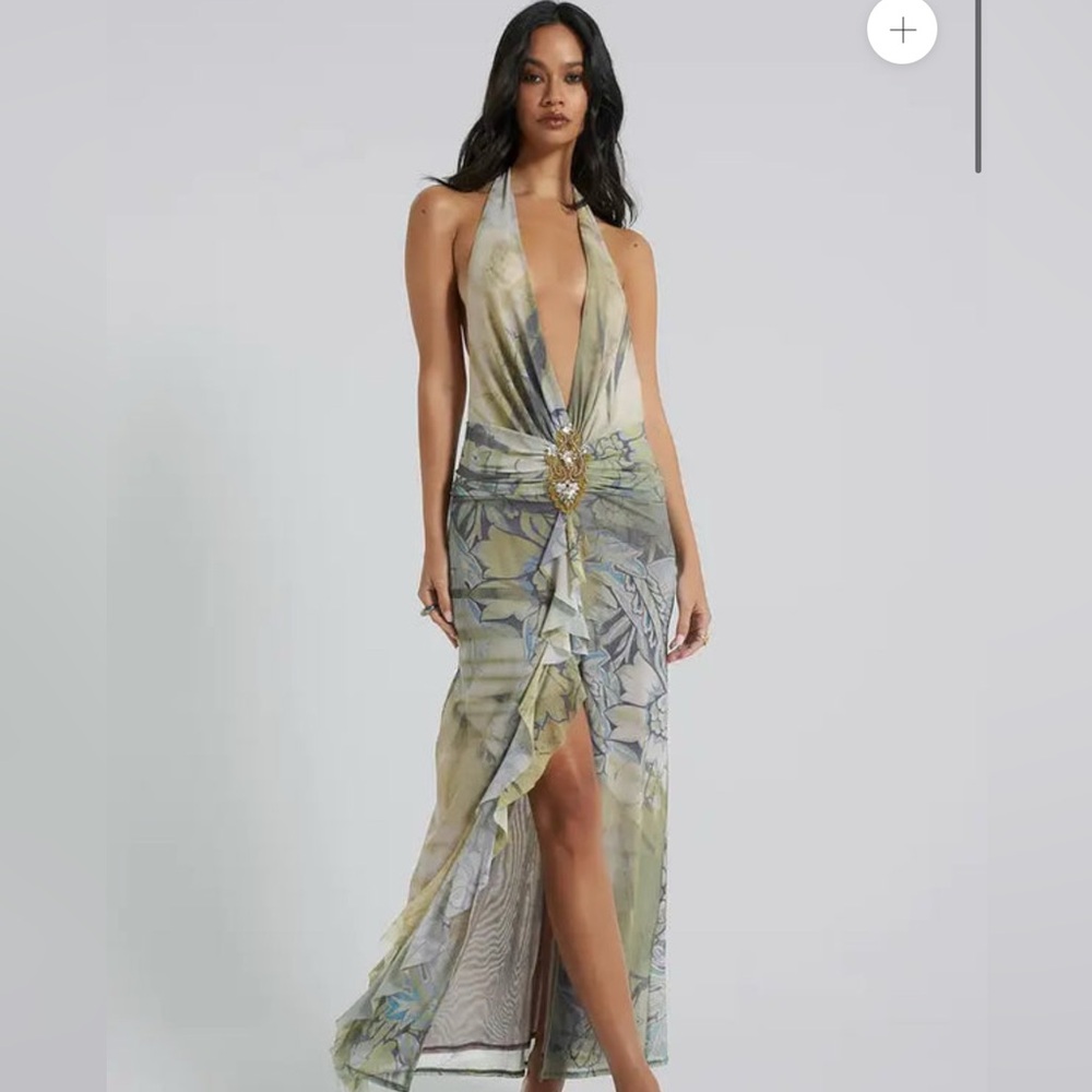 Jaded London Green Ruched Halter Sundress